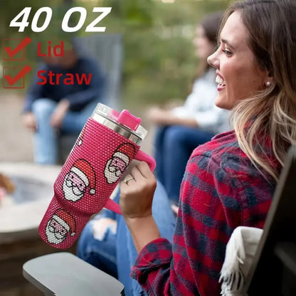 Stainless steel insulated cup, 304 BPA free, Christmas design, reusable, suitable for coffee, hot and cold drinks, Christmas,